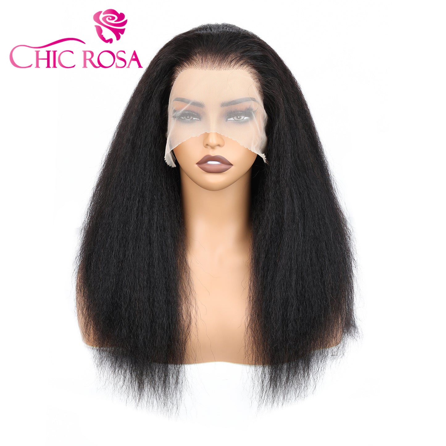 Chicrosa Kinky Straight Lace Frontal Wigs Human Hair 13X4 Lace Front Wigs Yiki Straight Human Hair Wigs