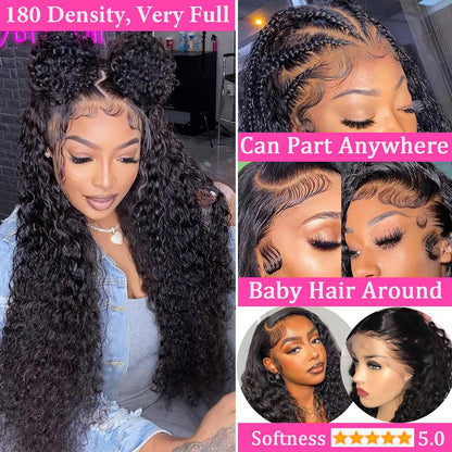 13x6 Deep Curly Lace Front Wigs Human Hair 180% Density Kinky Curly Wigs [Kate]