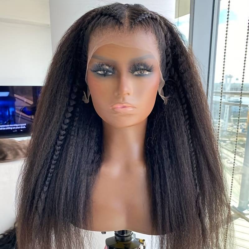 Chicrosa Kinky Straight Lace Frontal Wigs Human Hair 13X4 Lace Front Wigs Yiki Straight Human Hair Wigs