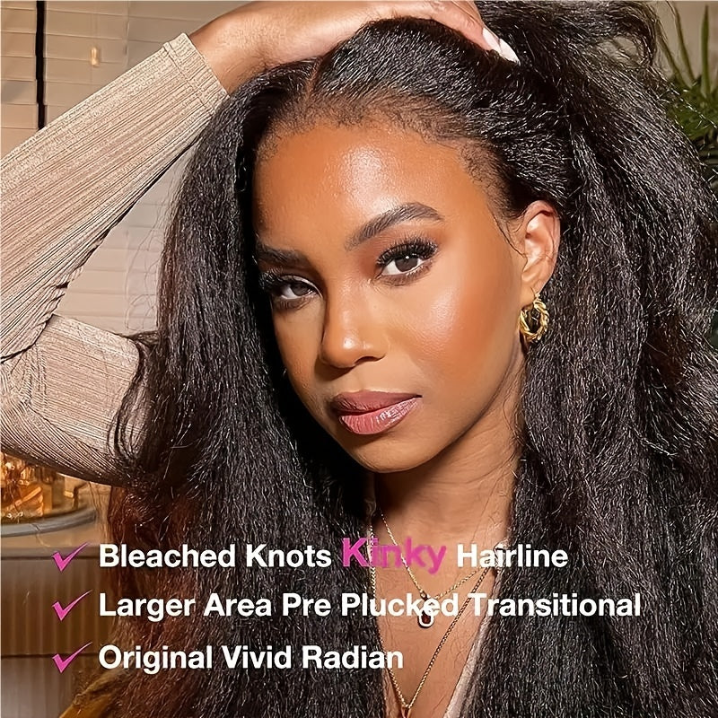 4x4 Lace Closure Kinky Straight Wig Human Hair Pre Plucked With Baby Hair