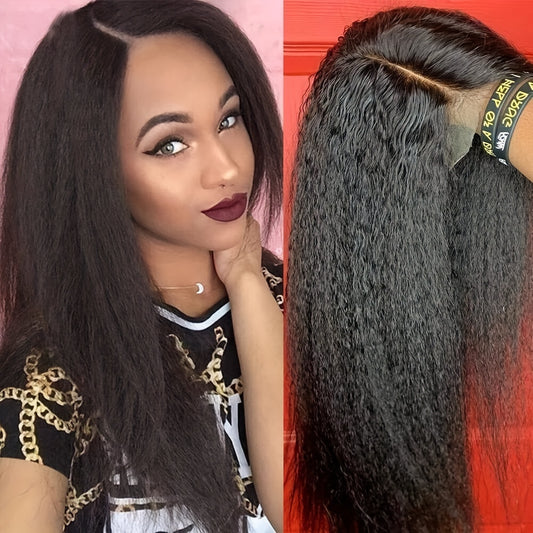 4x4 Lace Closure Kinky Straight Wig Human Hair Pre Plucked With Baby Hair