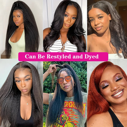 Kinky Straight Lace Frontal Wigs Human Hair 13X4 Lace Front Wigs