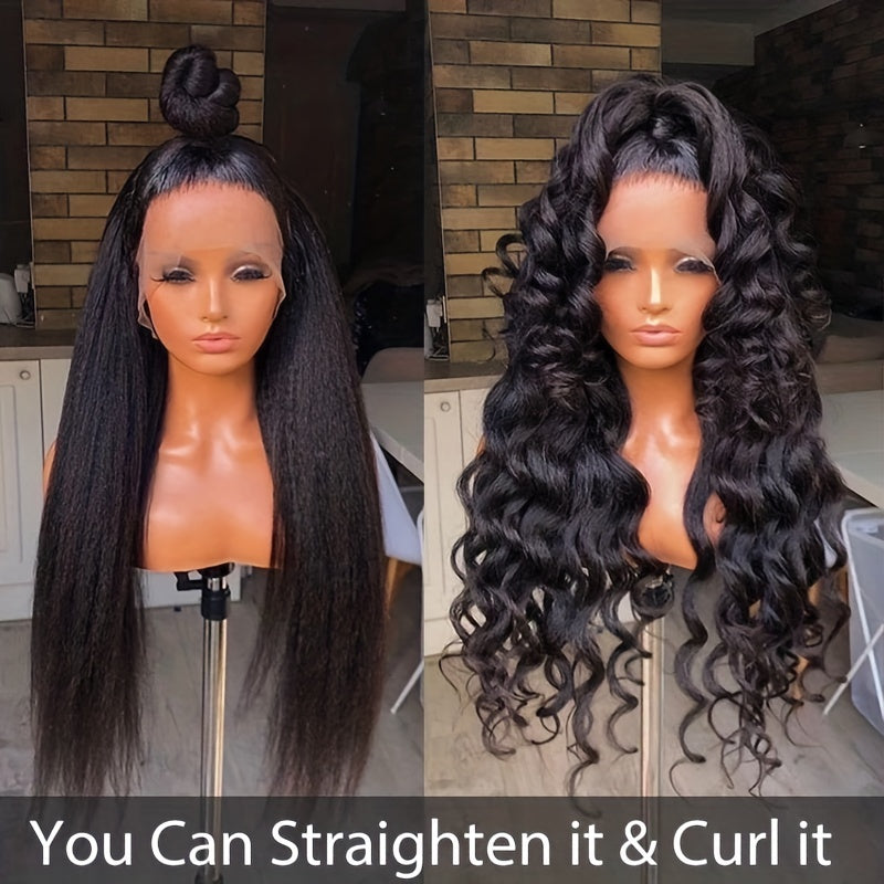 Chicrosa Kinky Straight Lace Frontal Wigs Human Hair 13X4 Lace Front Wigs Yiki Straight Human Hair Wigs