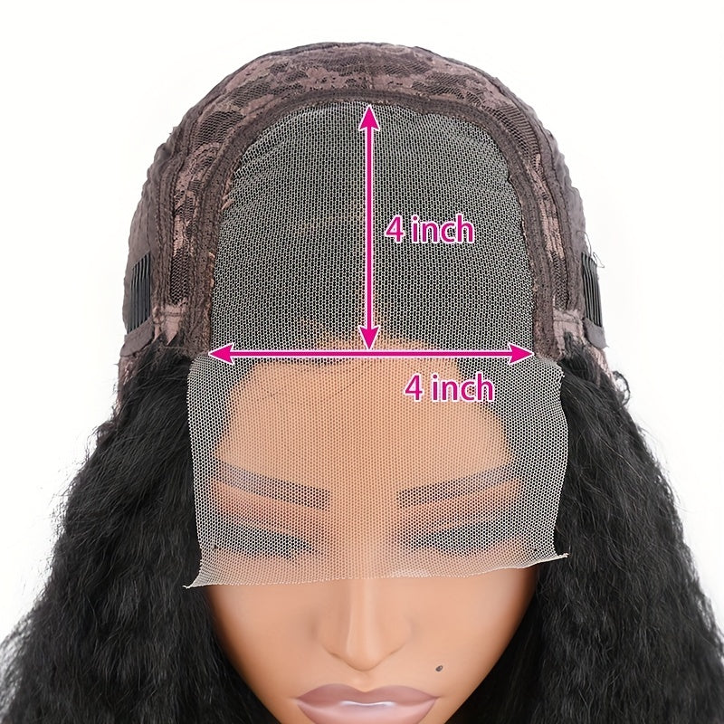 4x4 Lace Closure Kinky Straight Wig Human Hair Pre Plucked With Baby Hair