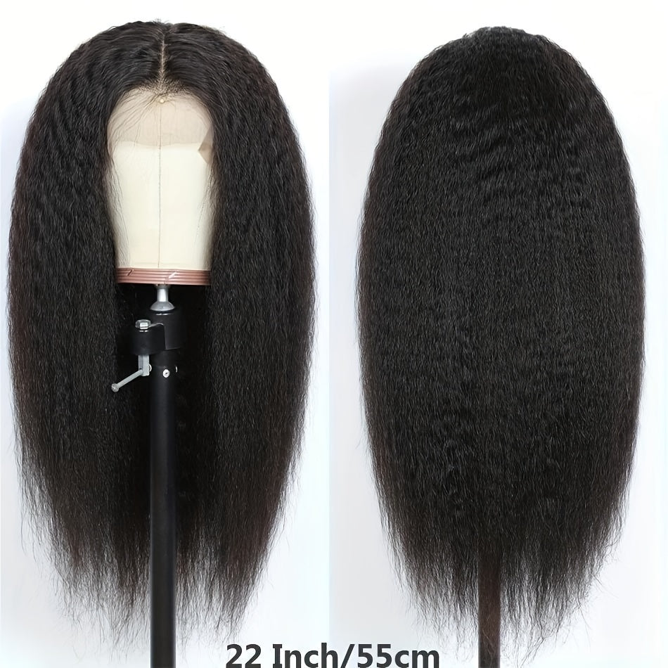 4x4 Lace Closure Kinky Straight Wig Human Hair Pre Plucked With Baby Hair