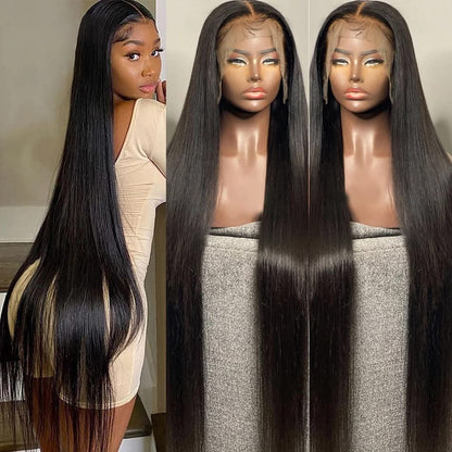 40inch Straight Human Hair Wig 200% Density 13X4 Real HD Lace Frontal Wig Human Hair