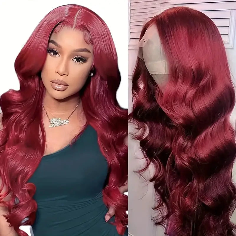 99j Burgundy Lace Front Wigs Human Hair 13x6 Hd Frontal Closure Body Wave Wigs [Queen]