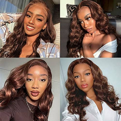 Chestnut Brown Wig Human Hair Body Wave Wigs 4x4 Lace Closure Body Wave Wigs [Emma]