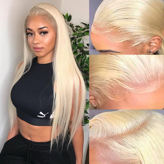 360 Lace  613#  Blonde color Wigs Human Hair Full Lace Frontal Straight Human Hair Wigs