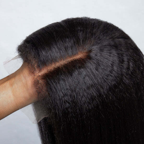 4x4 Lace Closure Kinky Straight Wig Human Hair Pre Plucked With Baby Hair