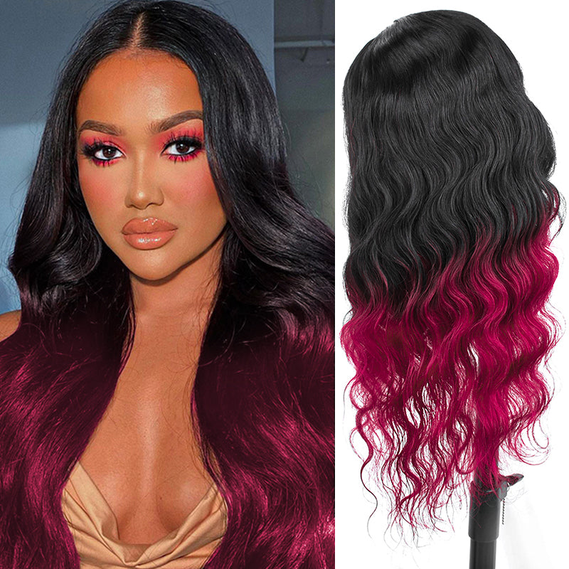 Body Wave T1B/BURG Wigs Human Hair 4x4 Lace Closure Wig Pre Plucked With Baby Hair