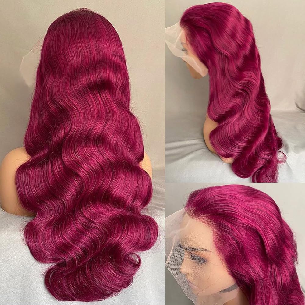 99j Burgundy 13x6 Lace Front Wig 100% Human Hair Body Wave For Black Woman Glueless HD Transparent Lace Wig Pre-plucked with Baby Hair