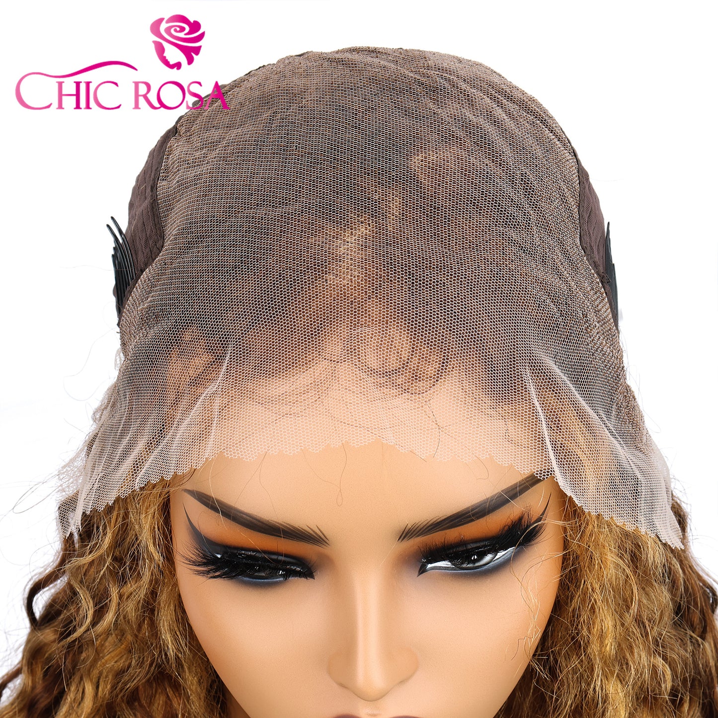 Chicrosa 180% Density Ombre Highlight Water Wave Wig Human Hair 13×6 Lace Front Wigs [Judy]