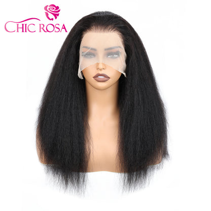 Chicrosa Kinky Straight Lace Frontal Wigs Human Hair 13X4 Lace Front Wigs Yiki Straight Human Hair Wigs