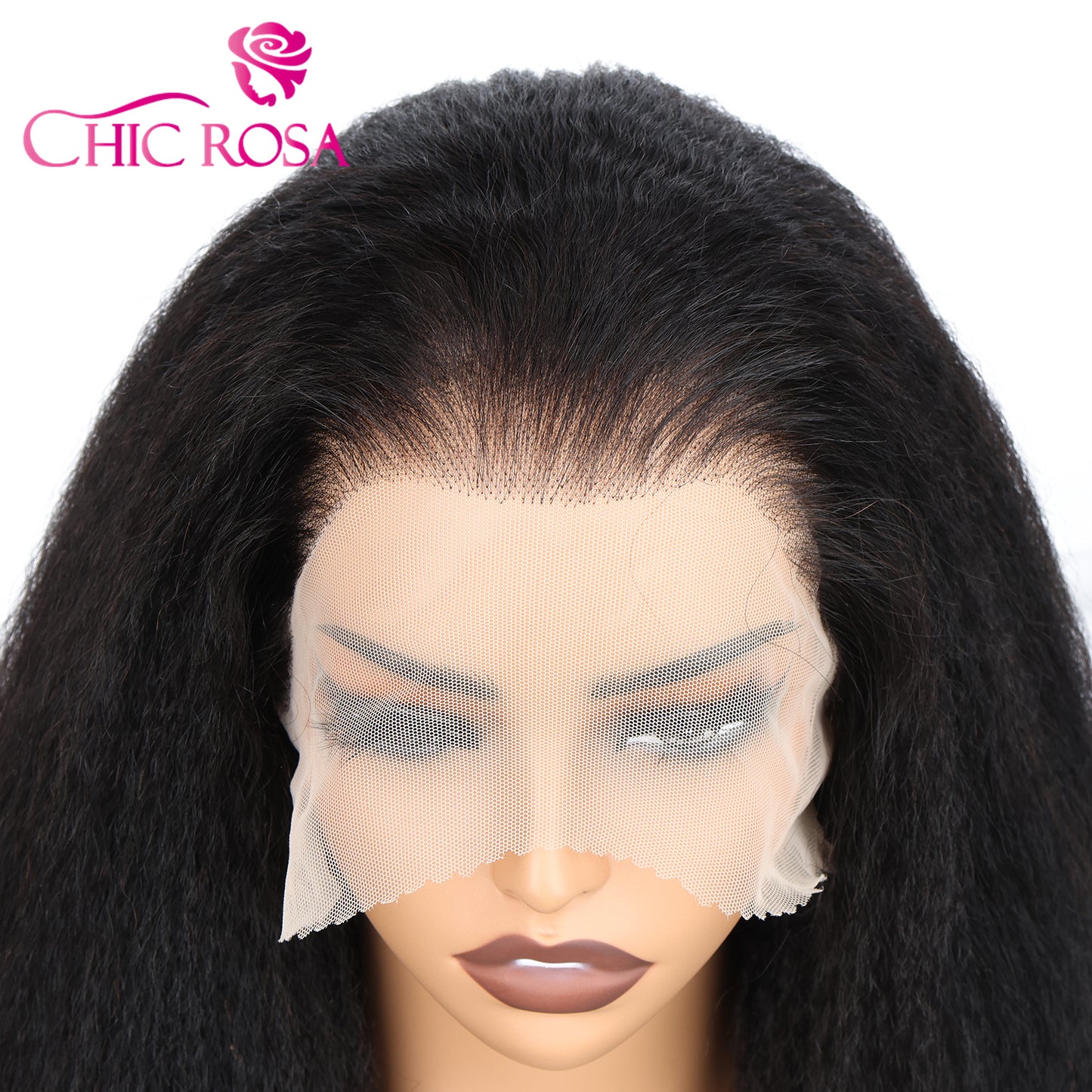 Chicrosa Kinky Straight Lace Frontal Wigs Human Hair 13X4 Lace Front Wigs Yiki Straight Human Hair Wigs