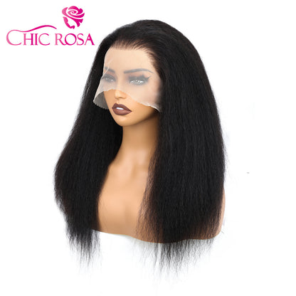 Chicrosa Kinky Straight Lace Frontal Wigs Human Hair 13X4 Lace Front Wigs Yiki Straight Human Hair Wigs