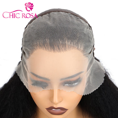 Chicrosa Kinky Straight Lace Frontal Wigs Human Hair 13X4 Lace Front Wigs Yiki Straight Human Hair Wigs