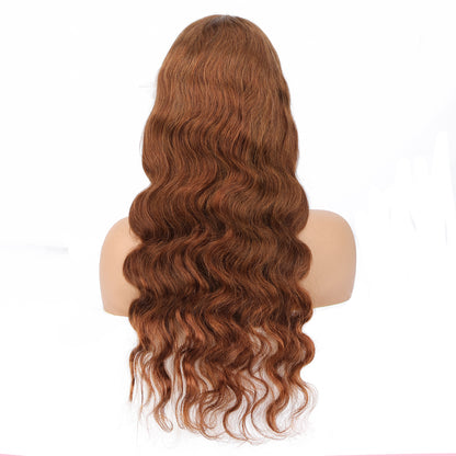 13×4 Lace Front 4# Brown Wavy Wigs Human Hair Pre Plucked Burmese Human Hair