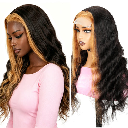 5x5 Lace Closure #27 Body Wave Wigs Human Hair Honey Blonde Transparent Lace Closure Wig