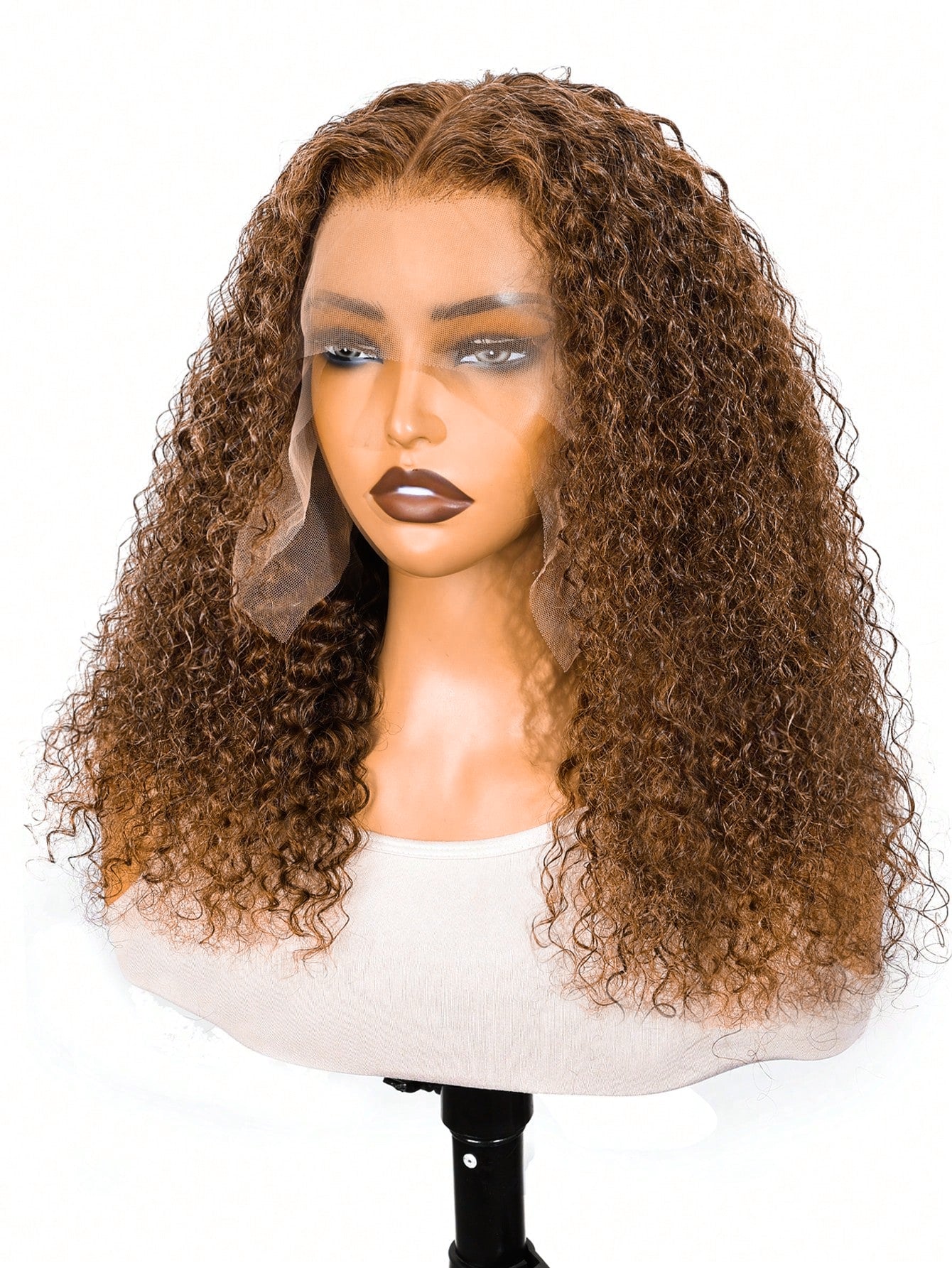 13x6 Kinky Curly Lace Front Wig #4 Brown Color 100% Real Human Hair Pre Plucked Natural Hairline HD Transparent Lace Human Hair Wigs for Women