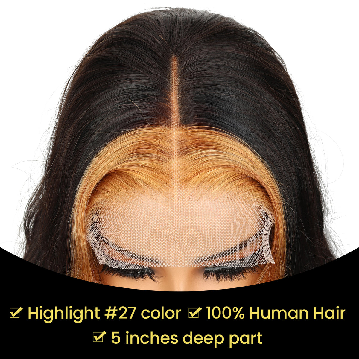 5x5 Lace Closure #27 Body Wave Wigs Human Hair Honey Blonde Transparent Lace Closure Wig