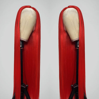 13*4 lace straight human hair wig red color wig | No Shedding, High Density wig| 26 Inch