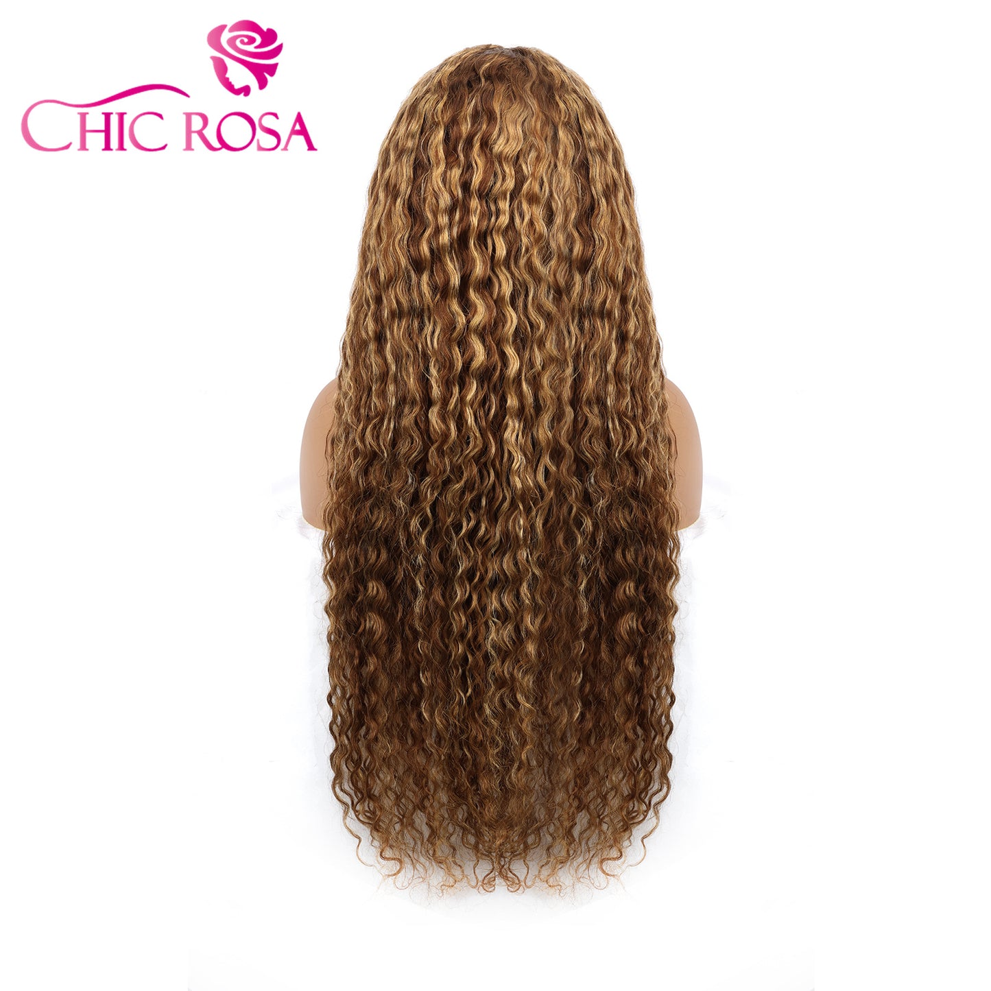 Chicrosa 180% Density Ombre Highlight Water Wave Wig Human Hair 13×6 Lace Front Wigs [Judy]