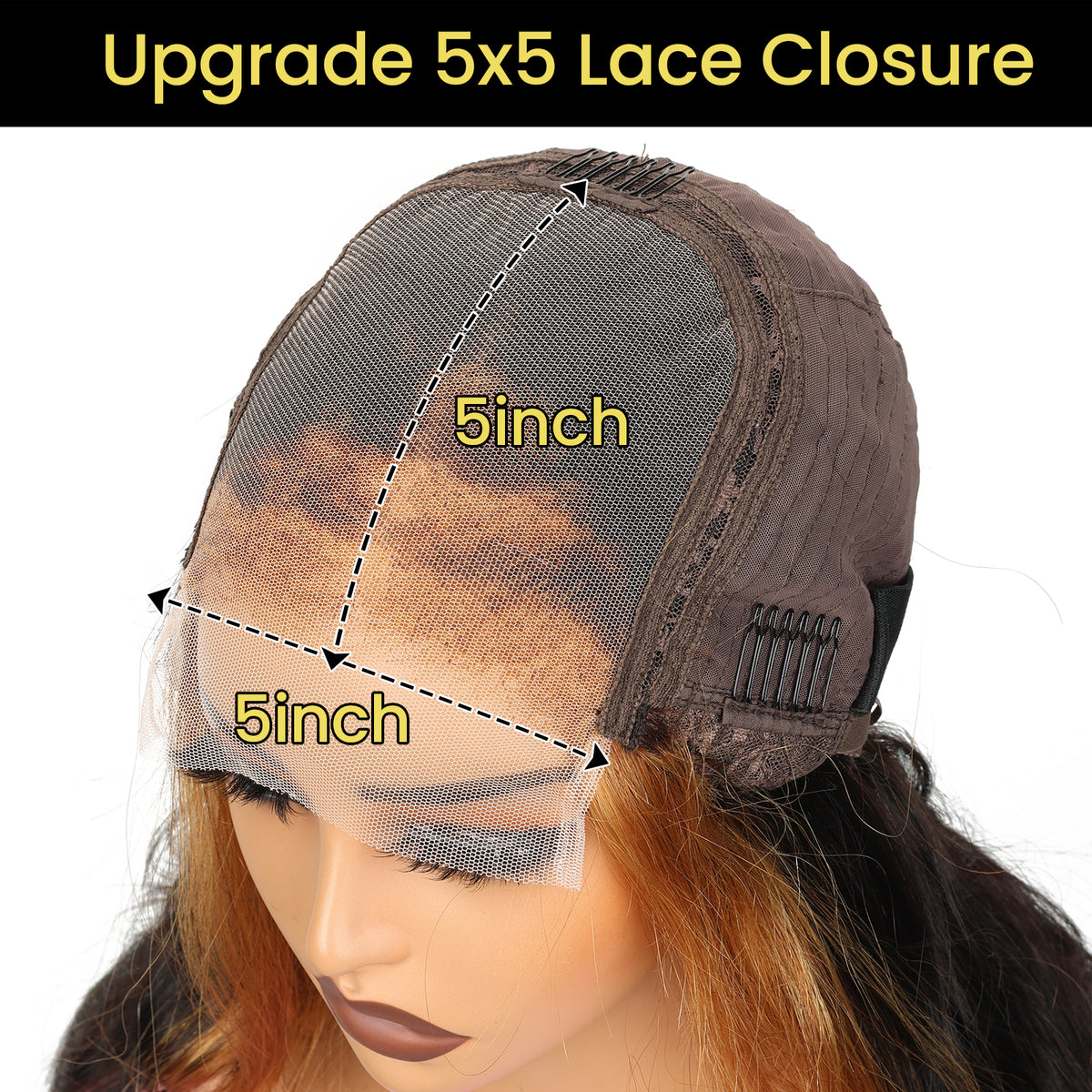 5x5 Lace Closure #27 Body Wave Wigs Human Hair Honey Blonde Transparent Lace Closure Wig