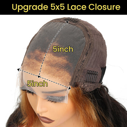 5x5 Lace Closure #27 Body Wave Wigs Human Hair Honey Blonde Transparent Lace Closure Wig