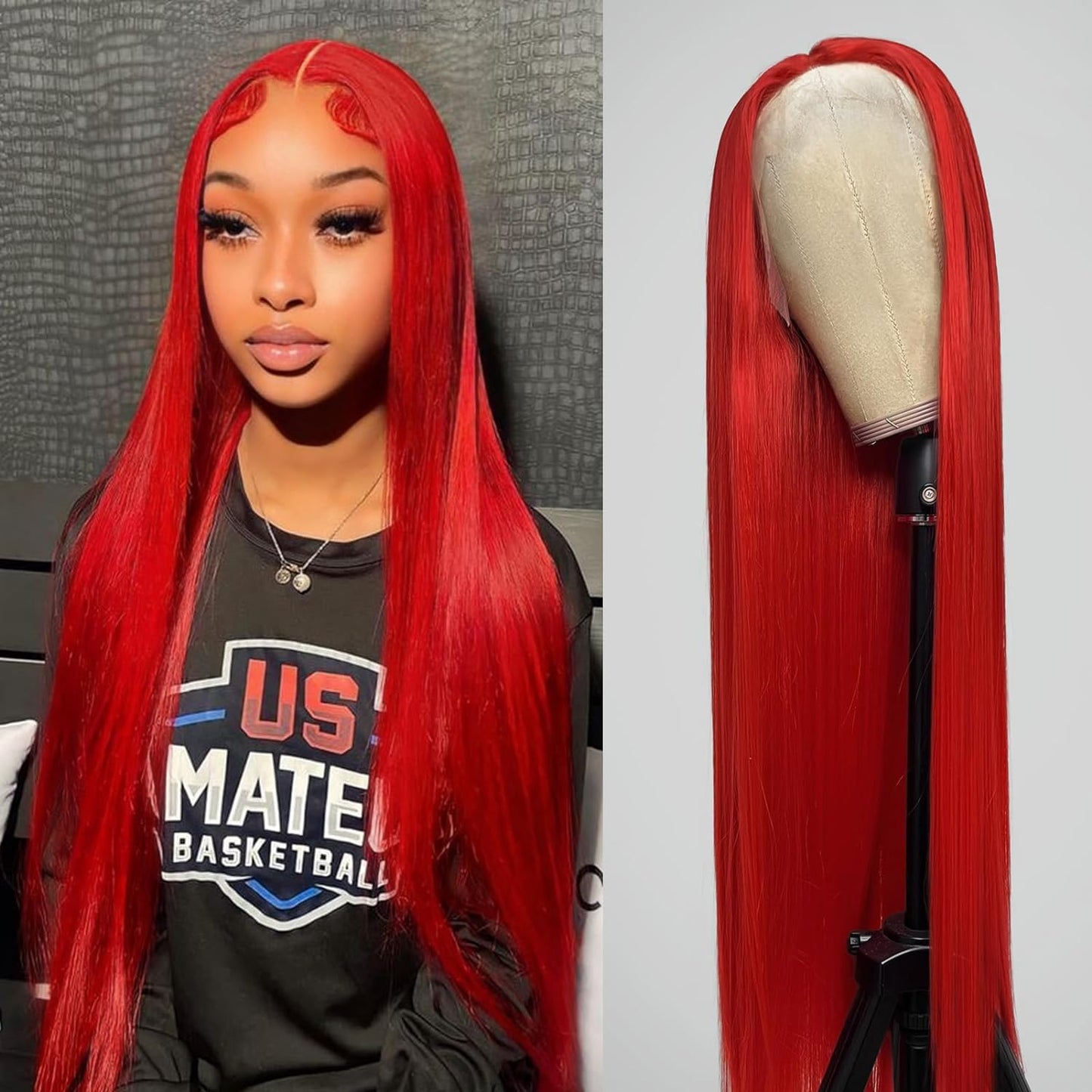 13*4 lace straight human hair wig red color wig | No Shedding, High Density wig| 26 Inch