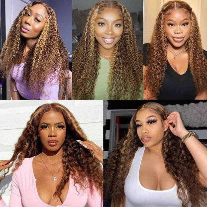 5×5 Lace Front P4/27 Deep Wave Wigs Human Hair Pre Plucked Burmese Human Hair