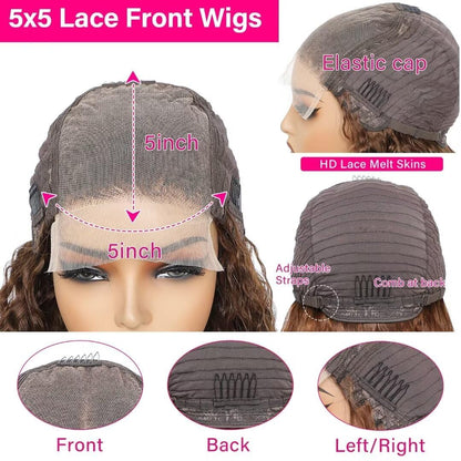 Highlight Ombre Body Wave Human Hair Wigs 5x5 Lace Closure Honey Blonde Wig [Bella]