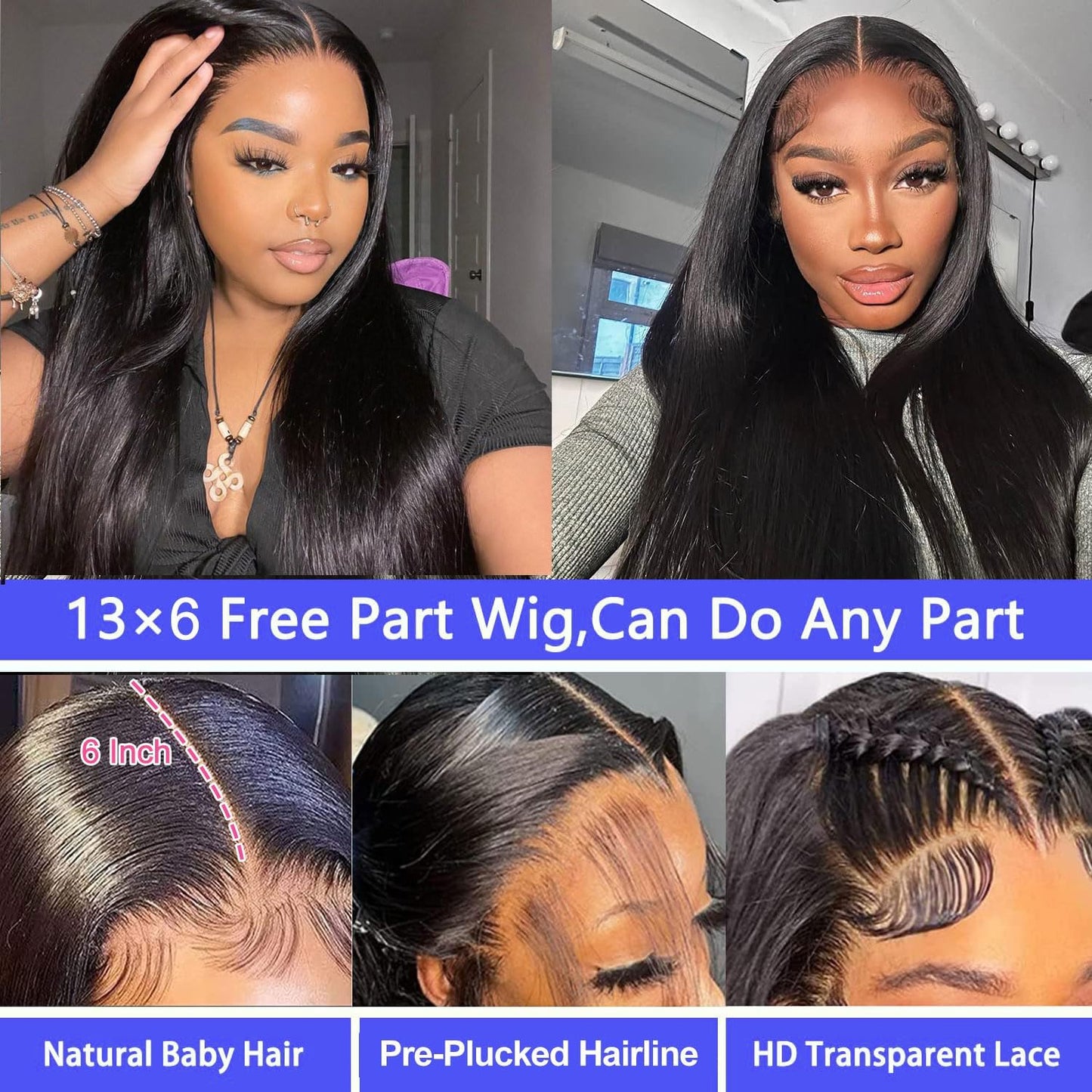 200% Density 13X6 Lace Front Wig Human Hair Straight Wig 13X6 Body Wave Wig [Pretty]