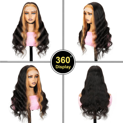 5x5 Lace Closure #27 Body Wave Wigs Human Hair Honey Blonde Transparent Lace Closure Wig