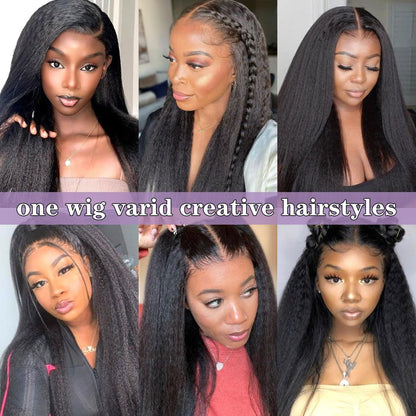 13x6 Lace Kinky Straight Human Hair Wig 200% Yiki Straight Lace Front Wig Preplucked with Baby Hair [Kerry]