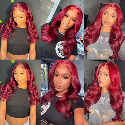 99J Burgundy Lace Front Wigs 13x4 Lace Frontal Body Wave Wig Preplucked with Baby Hair