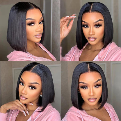 Straight Bob Wig Human Hair 13x4 Lace Frontal Wigs Short Bob Wigs Nature Black [Coco]