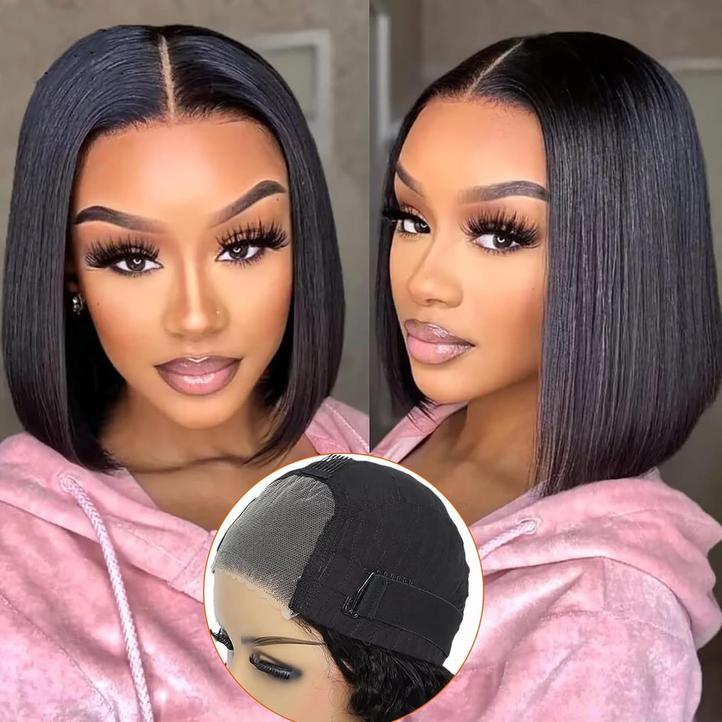 Straight Bob Wig Human Hair 13x4 Lace Frontal Wigs Short Bob Wigs Nature Black [Coco]