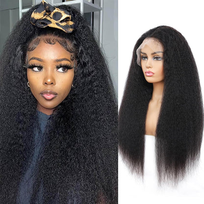 13x6 Lace Kinky Straight Human Hair Wig 200% Yiki Straight Lace Front Wig Preplucked with Baby Hair [Kerry]