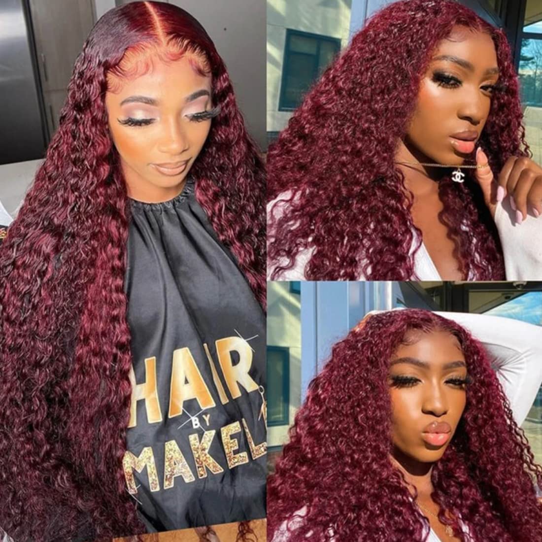 99j Burgundy Jerry Curly Human Hair Wigs 2×4 Lace Closure Curly Wigs for Women