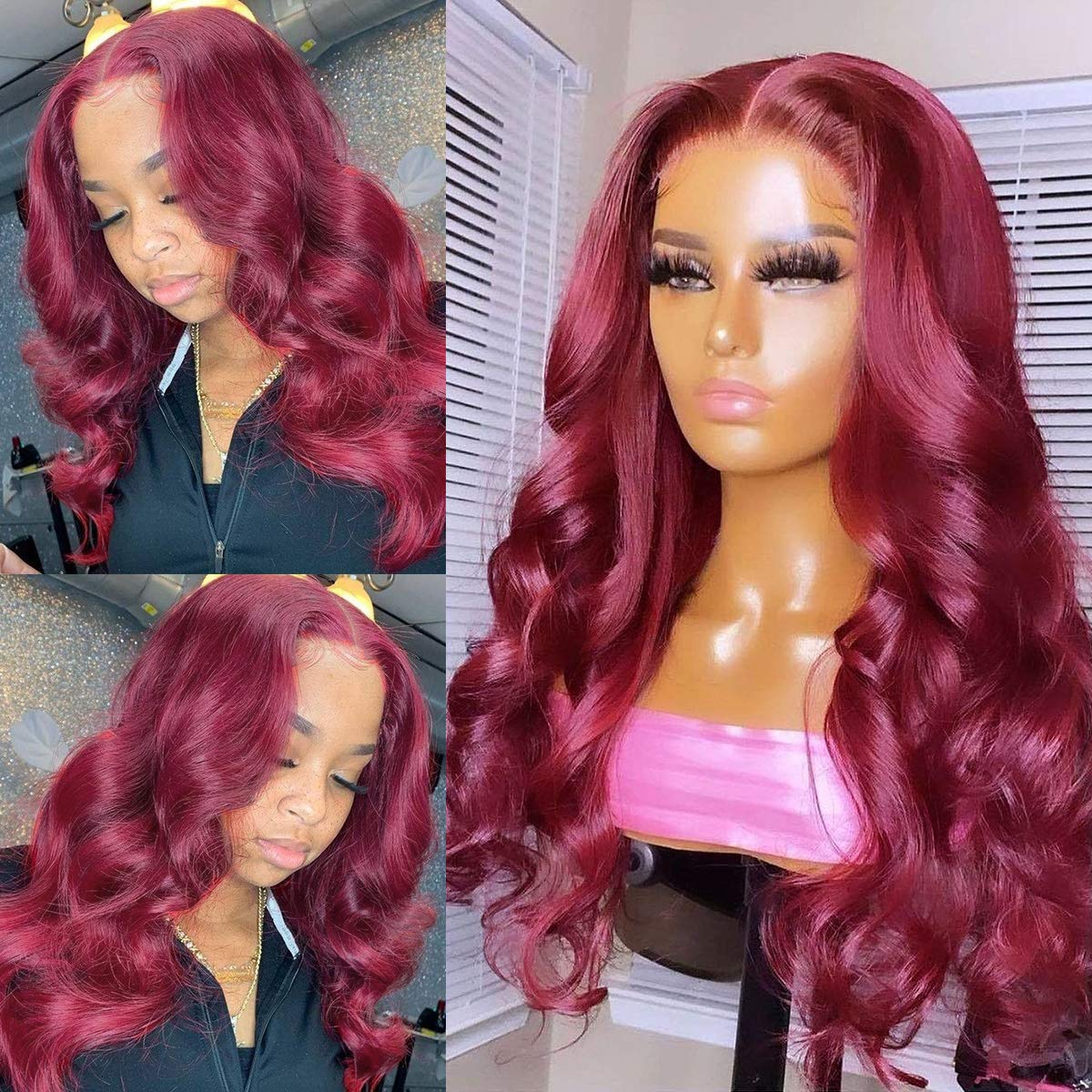 99J Burgundy Lace Front Wigs 13x4 Lace Frontal Body Wave Wig Preplucked with Baby Hair