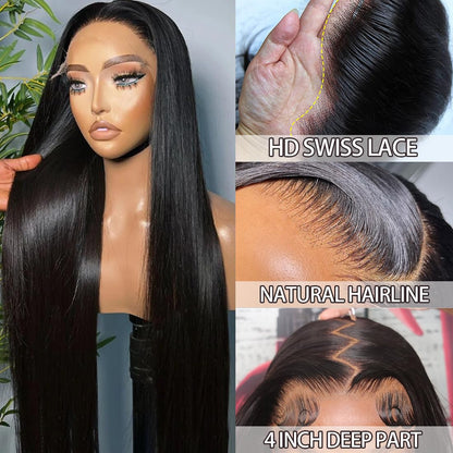 Chicrosa 40inch Straight Human Hair Wig 200% Density 13X4 Real HD Lace Frontal Wig Body Wave Wig Human Hair Water Wave Wig 40 inch Wig Human Hair