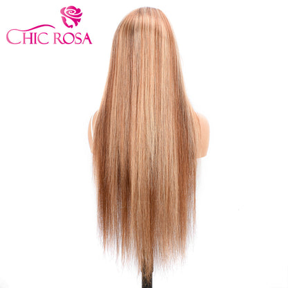 Chicirosa Ombre Highlight Straight Wig Human Hair 13x4 Lace Front Wigs 180% Density Highlight Wig  [Beyonce]