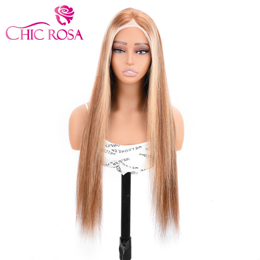 Chicirosa Ombre Highlight Straight Wig Human Hair 13x4 Lace Front Wigs 180% Density Highlight Wig  [Beyonce]