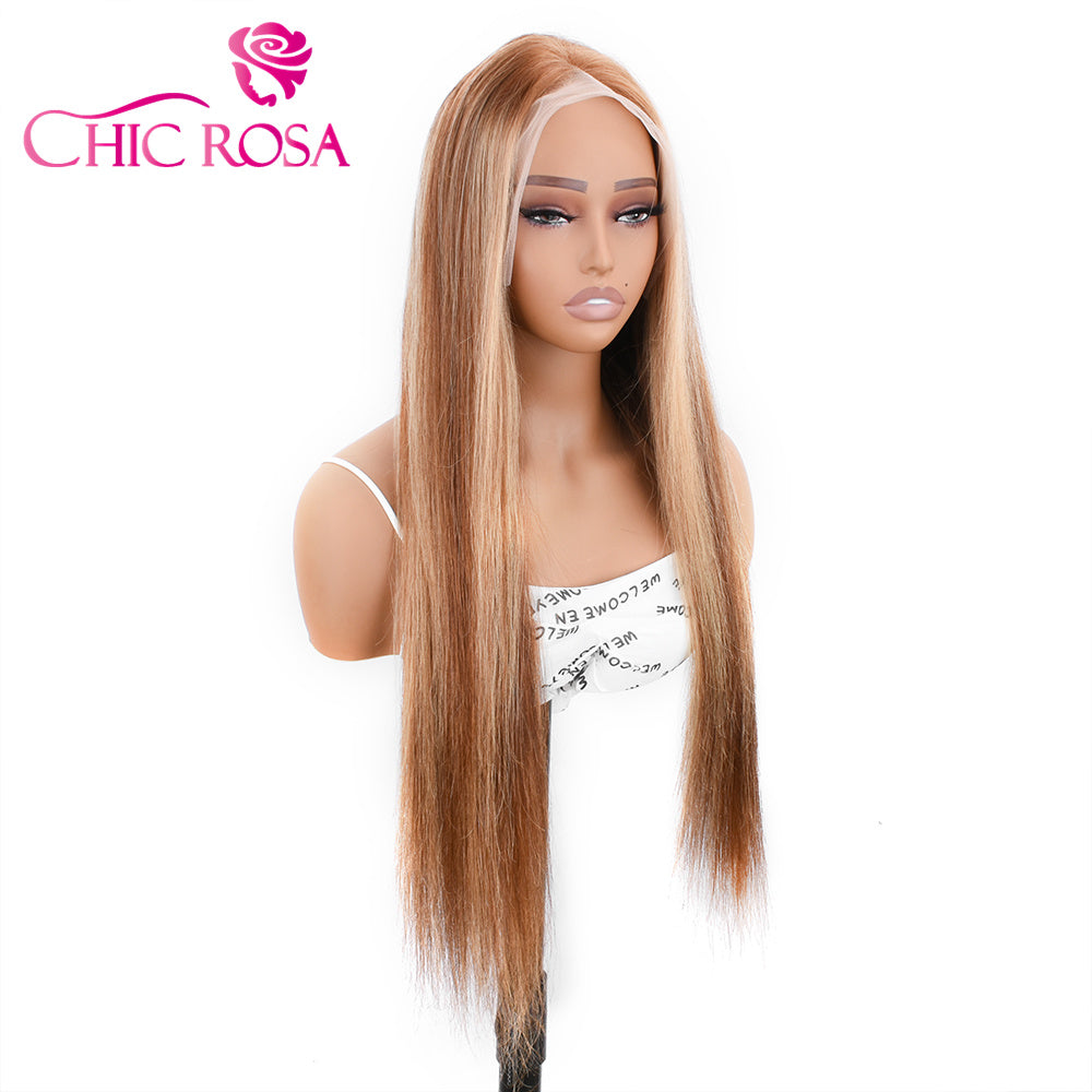 Chicirosa Ombre Highlight Straight Wig Human Hair 13x4 Lace Front Wigs 180% Density Highlight Wig  [Beyonce]