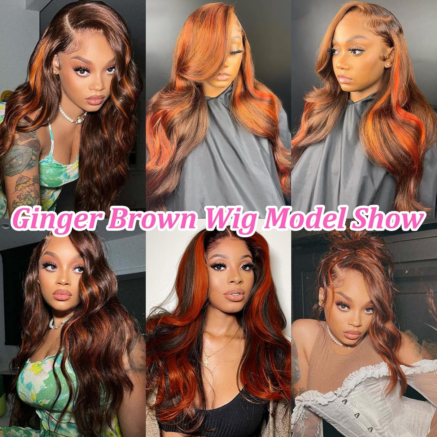 P4/350 Colored Human Hair Wigs 13X4 Lace Front Ombre Brown Giner Wig [Favour]