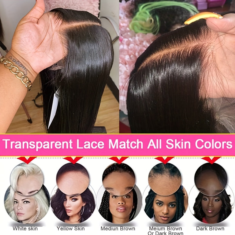 13x4 Real HD Straight Frontal Wigs 200% Density Lace Front Straight Wigs Human Hair