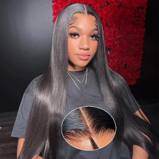 Bye Bye Knots Straight Lace Frontal Human Hair Wigs 180% Density 13X4 Lace Frontal Wig