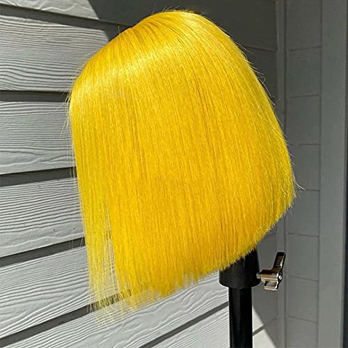 Short Straight Bob Wigs Human Hair Yellow Bob Wigs for Black Women 150% Density