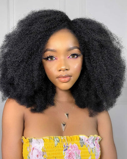 Alfro Kinky Human Hair Wigs 5X5 Lace Closure Alfro Yiki Hair Alfro Kinky Human Hair Wigs 18''-22 inches Can Be Customized